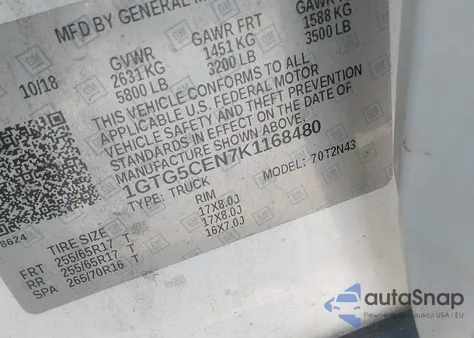 2019 GMC Canyon Sle из США, поврежденный, VIN 1GTG5CEN7K1168480